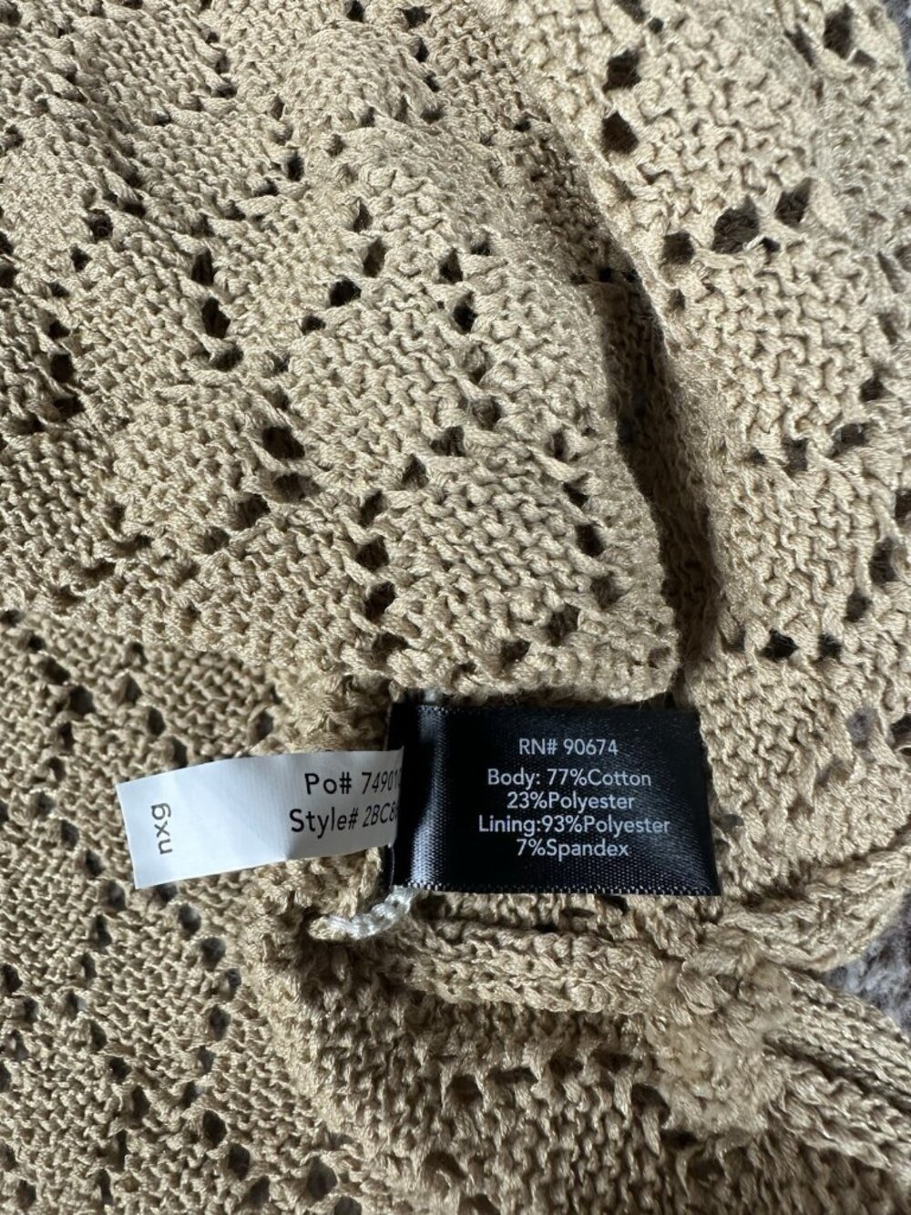 Boston Proper Crochet Knit High Neck Maxi Beach Sundress Dress Tan Costal Sz XL - Picture 9 of 12
